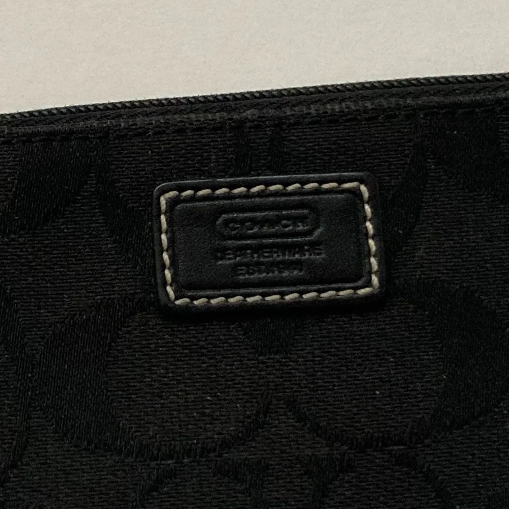Coach Signature C Black Logo Canvas Wristlet - Picture 3 of 9